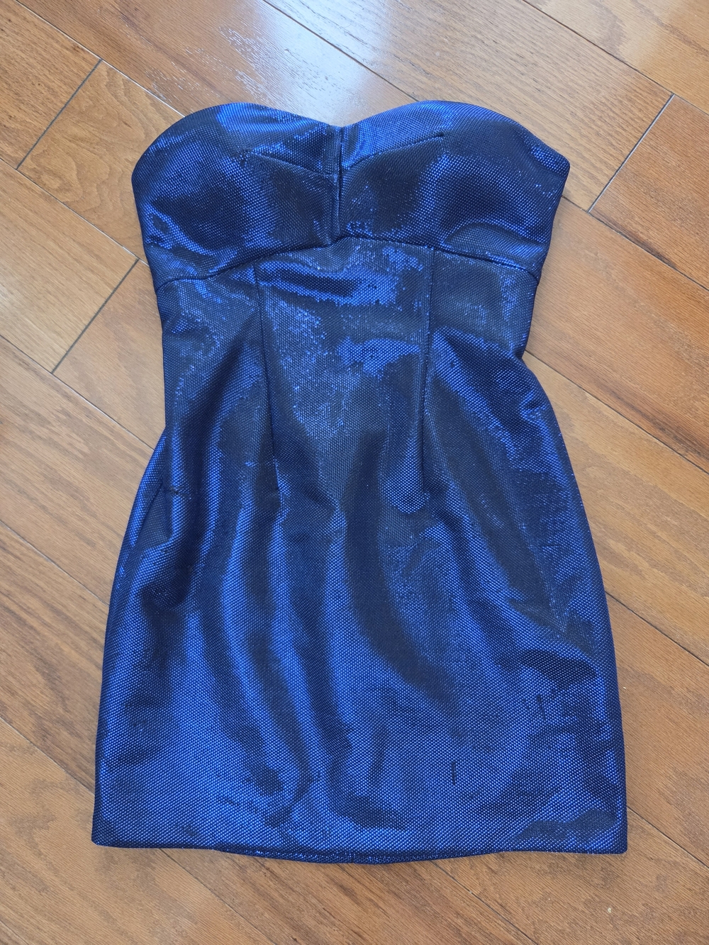GUESS Strapless Shimmery Royal Blue Mini Dress Women's Small